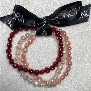 Brand New Set of 3 Freshwater Pearl Bracelets 7”